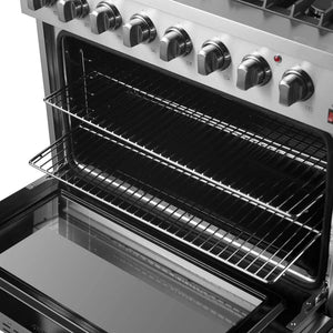 FORNO - Marco 36-Inch Dual Fuel Range, Stainless Steel, 6 Burners, 67,000 BTU, True Convection Oven, Energy Efficient