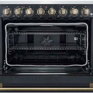 FORNO - Paolo 36 Inch Black Freestanding Electric Range, Stainless Steel, 5.44 cu.ft, True Convection Oven, Energy Efficient