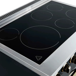 FORNO - Paolo 36 Inch Black Freestanding Electric Range, Stainless Steel, 5.44 cu.ft, True Convection Oven, Energy Efficient