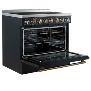 FORNO - Paolo 36 Inch Black Freestanding Electric Range, Stainless Steel, 5.44 cu.ft, True Convection Oven, Energy Efficient