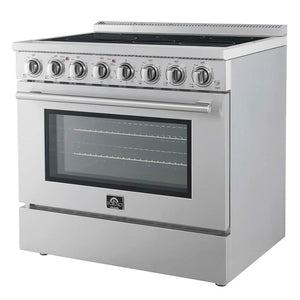 FORNO - Paolo 36 Inch Freestanding Electric Range, Stainless Steel, 5.44 cu.ft, True Convection Oven, Energy Efficient