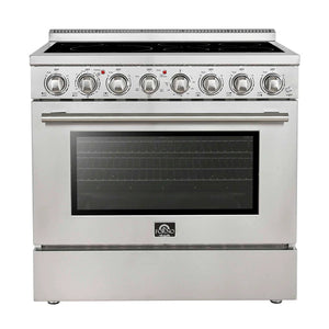 FORNO - Paolo 36 Inch Freestanding Electric Range, Stainless Steel, 5.44 cu.ft, True Convection Oven, Energy Efficient