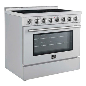 FORNO - Paolo 36 Inch Freestanding Electric Range, Stainless Steel, 5.44 cu.ft, True Convection Oven, Energy Efficient