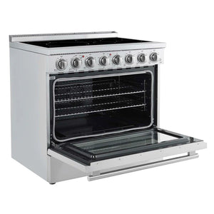 FORNO - Paolo 36 Inch Freestanding Electric Range, Stainless Steel, 5.44 cu.ft, True Convection Oven, Energy Efficient