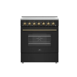 FORNO - Paolo 30-Inch Freestanding Electric Range, Black, 4.38 cu.ft, True Convection Oven, Energy Efficient