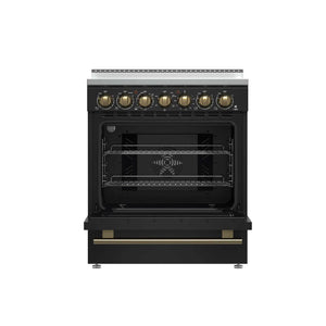 FORNO - Paolo 30-Inch Freestanding Electric Range, Black, 4.38 cu.ft, True Convection Oven, Energy Efficient