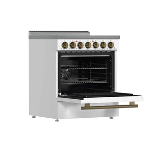 FORNO - Paolo 30-Inch Freestanding Electric Range, White, 4.38 cu.ft, True Convection Oven, Energy Efficient
