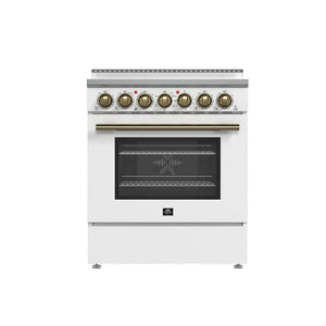 FORNO - Paolo 30-Inch Freestanding Electric Range, White, 4.38 cu.ft, True Convection Oven, Energy Efficient
