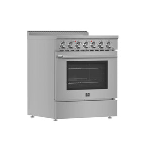 FORNO - Paolo 30-Inch Freestanding Electric Range, Stainless Steel, 4.38 cu.ft, True Convection Oven, Energy Efficient