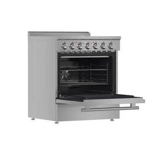 FORNO - Paolo 30-Inch Freestanding Electric Range, Stainless Steel, 4.38 cu.ft, True Convection Oven, Energy Efficient