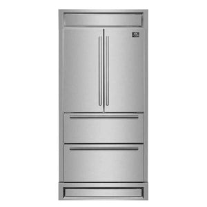 FORNO - Moena 36" French Door 19.2 cu. ft Stainless Steel Refrigerator, with Modern Decorative Grill - 40" Wide