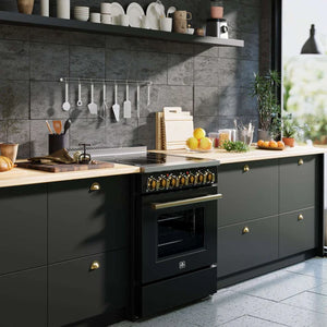 FORNO - Paolo 30-Inch Freestanding Electric Range, Black, 4.38 cu.ft, True Convection Oven, Energy Efficient