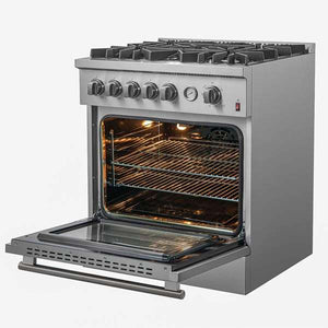 FORNO - Giovanni 30-inch Gas Range Stainless Steel, 5 Burners 67,000 BTU, 4.32 cu.ft. Convection Oven