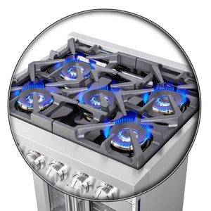 FORNO - Capriasca 30-Inch Freestanding French Door Gas Range, 4 Burners, Convection Oven, Energy Efficient