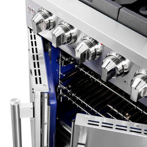 FORNO - Capriasca 30-Inch Freestanding French Door Gas Range, 4 Burners, Convection Oven, Energy Efficient