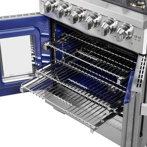 FORNO - Capriasca 30-Inch Freestanding French Door Gas Range, 4 Burners, Convection Oven, Energy Efficient