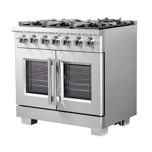 FORNO - Capriasca 36-Inch Freestanding French Door Gas Range, 6 Burners, Convection Oven, Energy Efficient
