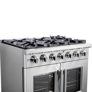 FORNO - Capriasca 36-Inch Freestanding French Door Gas Range, 6 Burners, Convection Oven, Energy Efficient