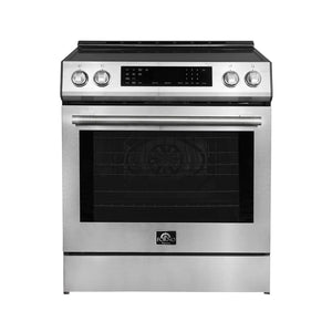 FORNO - Donatello Espresso 30-Inch Slide-In Stainless Steel Induction Range, Convection Oven, 5 Cooking Zones, Touch Control Panel