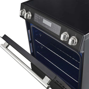 FORNO - Donatello Espresso 30-Inch Slide-In Black Induction Range, Convection Oven, 5 Cooking Zones, Touch Control Panel