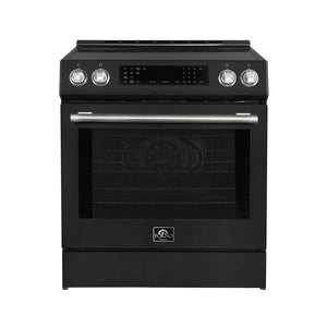 FORNO - Donatello Espresso 30-Inch Slide-In Black Induction Range, Convection Oven, 5 Cooking Zones, Touch Control Panel