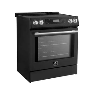 FORNO - Donatello Espresso 30-Inch Slide-In Black Induction Range, Convection Oven, 5 Cooking Zones, Touch Control Panel