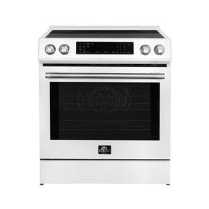 FORNO - Donatello Espresso 30-Inch Slide-In White Induction Range, Convection Oven, 5 Cooking Zones, Touch Control Panel