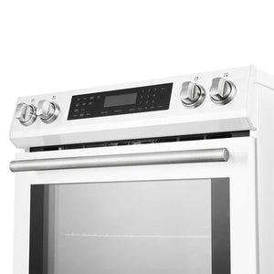 FORNO - Donatello Espresso 30-Inch Slide-In White Induction Range, Convection Oven, 5 Cooking Zones, Touch Control Panel