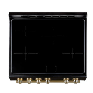 FORNO - Leonardo Espresso 30-Inch Slide-In Black Induction Range, Convection Oven, 5 Cooking Zones, Touch Control Panel