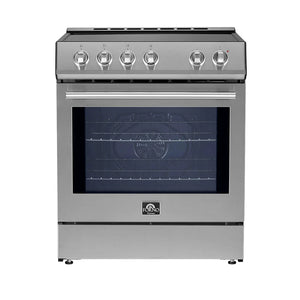 FORNO - Leonardo Espresso 30-Inch Slide-In Stainless Steel Induction Range, Convection Oven, 5 Cooking Zones