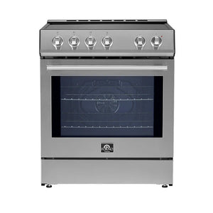 FORNO - Leonardo Espresso 30-Inch Slide-In Stainless Steel Induction Range, Convection Oven, 5 Cooking Zones