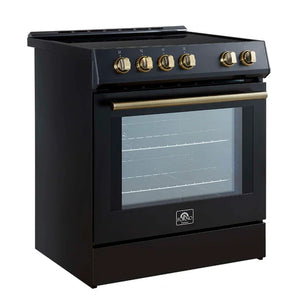 FORNO - Leonardo Espresso 30-Inch Slide-In Black Induction Range, Convection Oven, 5 Cooking Zones, Touch Control Panel