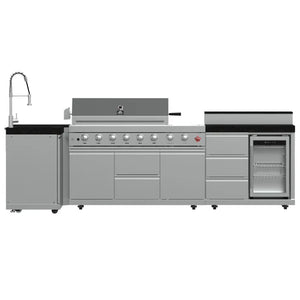 FORNO - Bulnes 40-Inch BBQ, 95,000 BTU, 5 Burners, Sear & Rotisserie Infrared with Side Burner, Stainless Steel Outdoor Kitchen with 1.8 cu.ft. Beverage Center & Black Granite Countertops