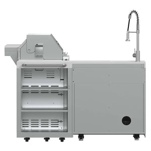 FORNO - Bulnes 40-Inch BBQ, 95,000 BTU, 5 Burners, Sear & Rotisserie Infrared with Side Burner, Stainless Steel Outdoor Kitchen with 1.8 cu.ft. Beverage Center & White Sintered Stone Countertops