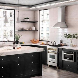 ZLINE - Autograph Edition 24 in. 2.8 cu. ft. Legacy Dual Fuel Range with 4 Burner Gas Cooktop and Electric Convection Oven in Stainless Steel and Champagne Bronze Accents