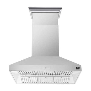 FORNO - Coppito 48-Inch Island Range Hood, Stainless Steel, LED Lighting, Adjustable Fan Speeds