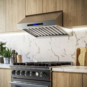 FORNO - Palazzo 30-Inch Wall Mounted Range Hood, Stainless Steel, Heavy Duty Baffle Filters, Remote Control