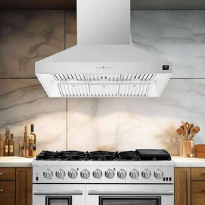 FORNO - Orvieto 48-Inch Wall Mount Range Hood, LED Lighting, Heavy Duty, Stainless Steel