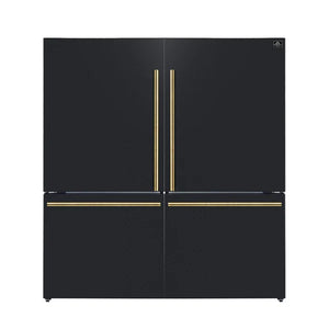 FORNO - Milano 2-Piece 62-Inch Freestanding Dual Bottom Freezer Refrigerator in Black – 34.4 cu.ft, Touch Control, Ice Maker