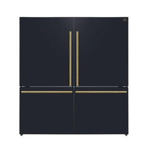 FORNO - Milano 2-Piece 62-Inch Freestanding Dual Bottom Freezer Refrigerator in Black – 34.4 cu.ft, Touch Control, Ice Maker