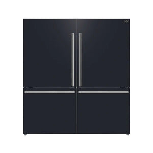FORNO - Milano 2-Piece 62-Inch Freestanding Dual Bottom Freezer Refrigerator in Black – 34.4 cu.ft, Touch Control, Ice Maker