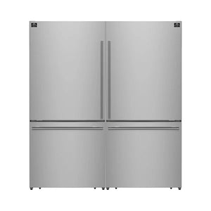 FORNO - Milano 2-Piece 62-Inch Freestanding Dual Bottom Freezer Refrigerator, Stainless Steel – 34.4 cu.ft, Touch Control, Ice Maker