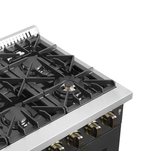 FORNO - Galiano 36-inch Freestanding French Door Dual Fuel Range Black