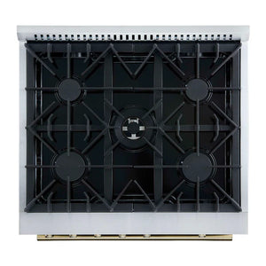 FORNO - Giovanni 30-inch Gas Range Black & Antique Brass Design, 5 Burners 67,000 BTU, 4.32 cu.ft. Convection Oven