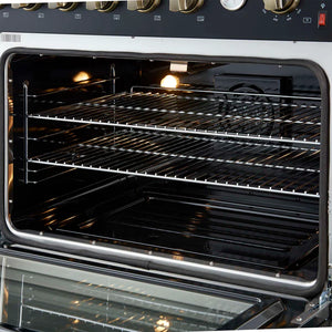 FORNO - Marco 36-Inch Gas Range Black & Antique Brass Design, 6 Burners 67,000 BTU, 5.36 cu.ft. Convection Oven