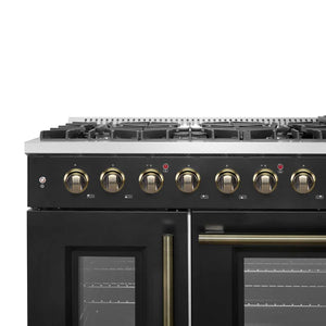 FORNO - Galiano 48" Freestanding French Door Gas Range in Black