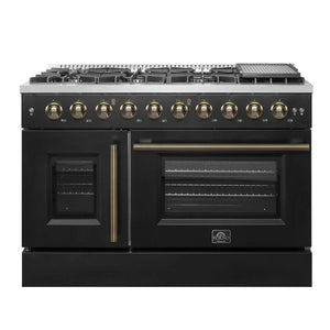 FORNO - Galiano 48" Freestanding French Door Gas Range in Black
