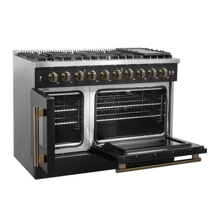 FORNO - Galiano 48" Freestanding French Door Gas Range in Black