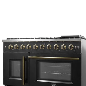 FORNO - Galiano 48" Freestanding French Door Gas Range in Black