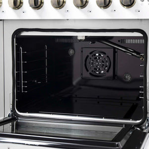 FORNO - Galiano 48-Inch Freestanding French Door Gas Range, White & Antique Brass